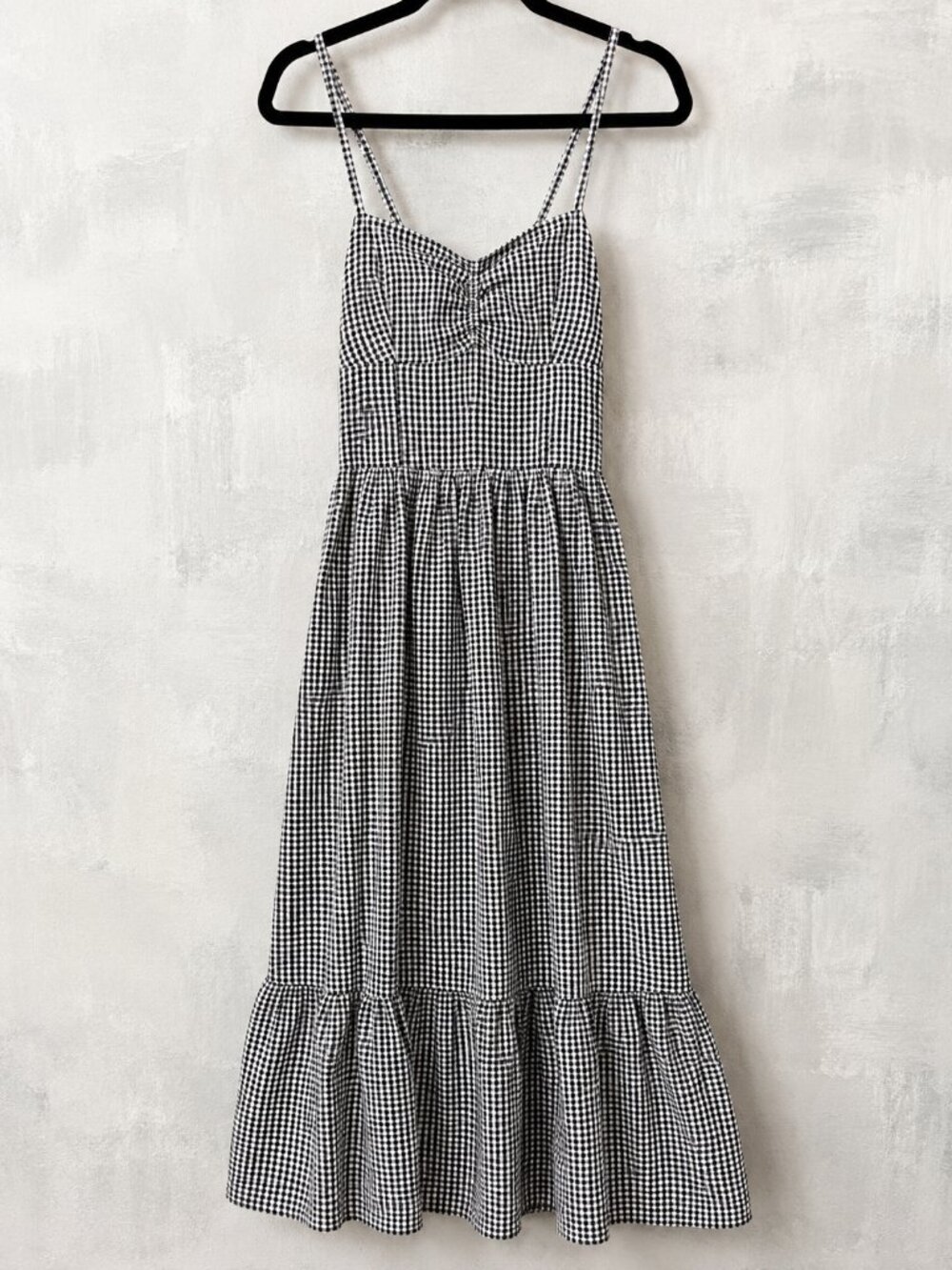 Black & White Gingham Maxi Dress with Open Tie Back- NWOT